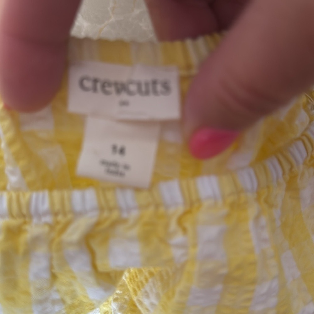 Crewcuts J.Crew Girls Yellow Gingham Seersucker Puff Sleeve Dress Size 14 - Picture 5 of 8